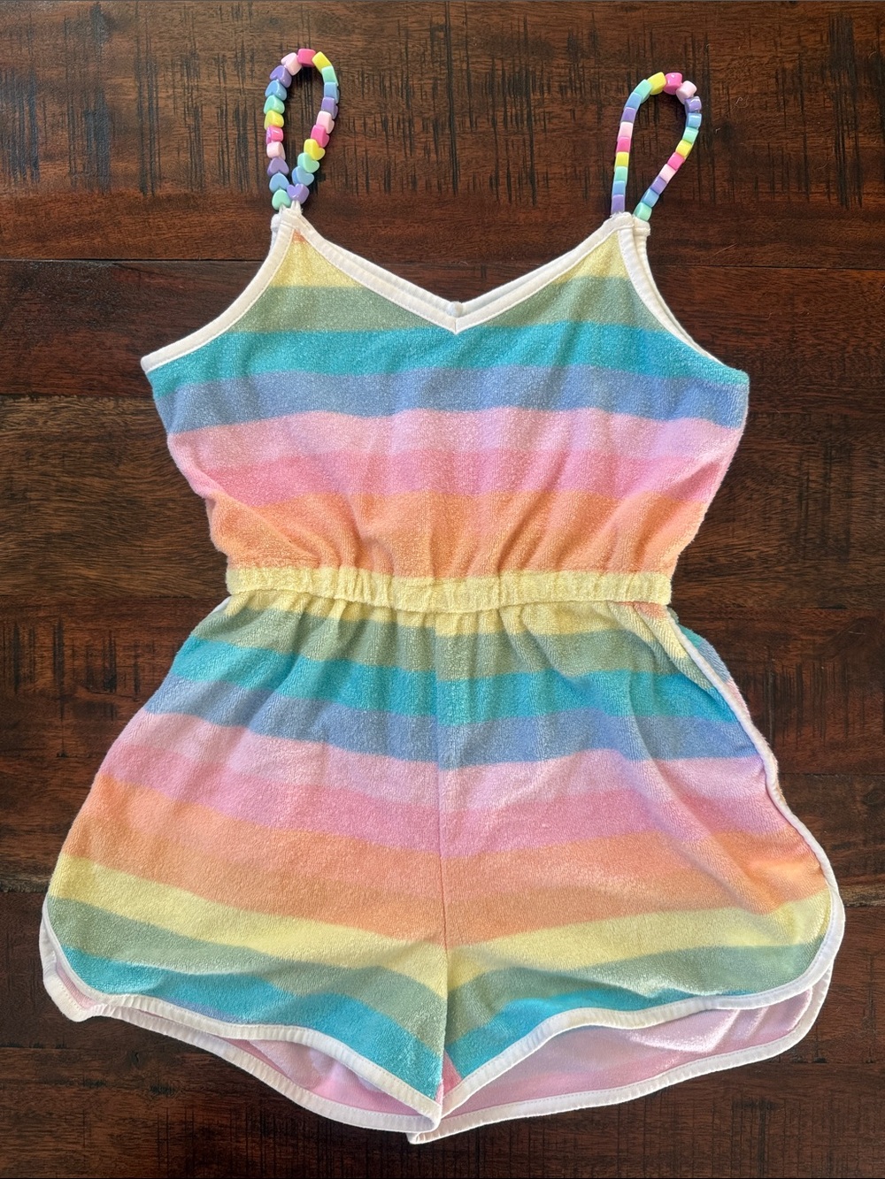 Lola and the Boys Rainbow Striped Romper Cover-up